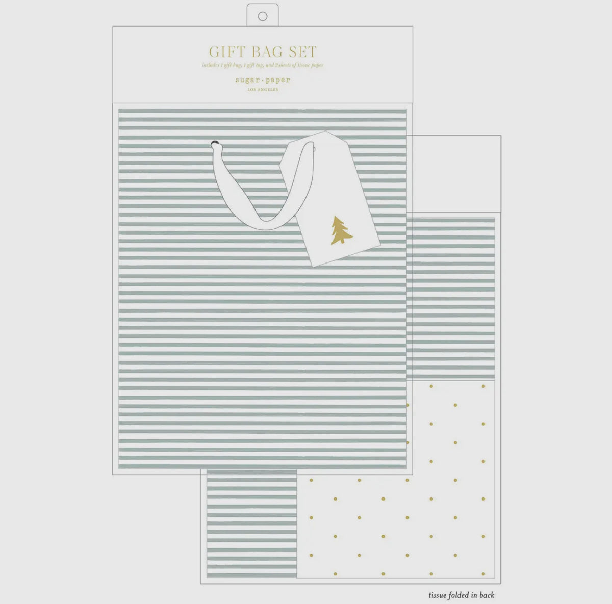 Gift Bag Set, Green Stripes