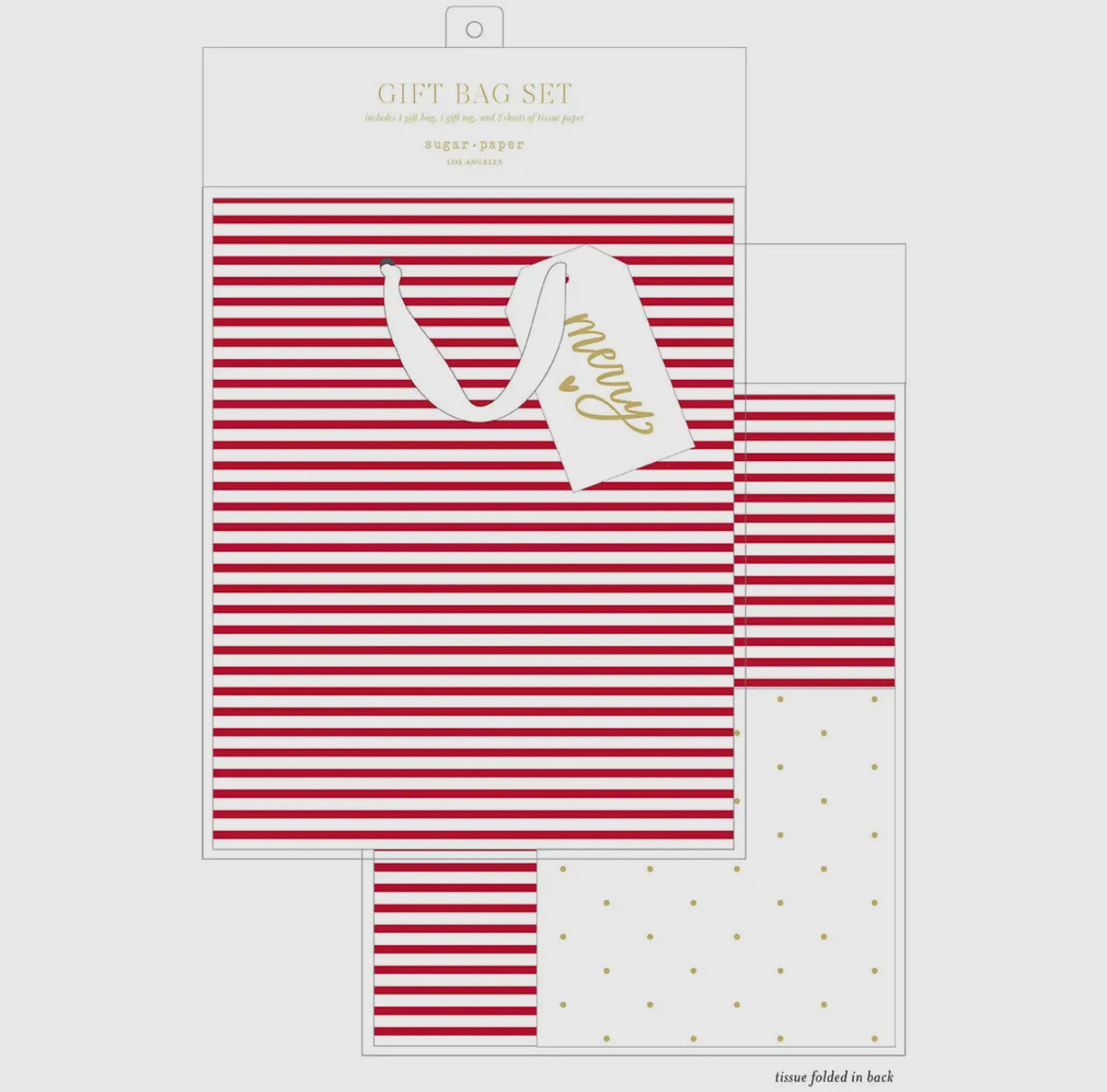 Gift Bag Set, Red Stripes