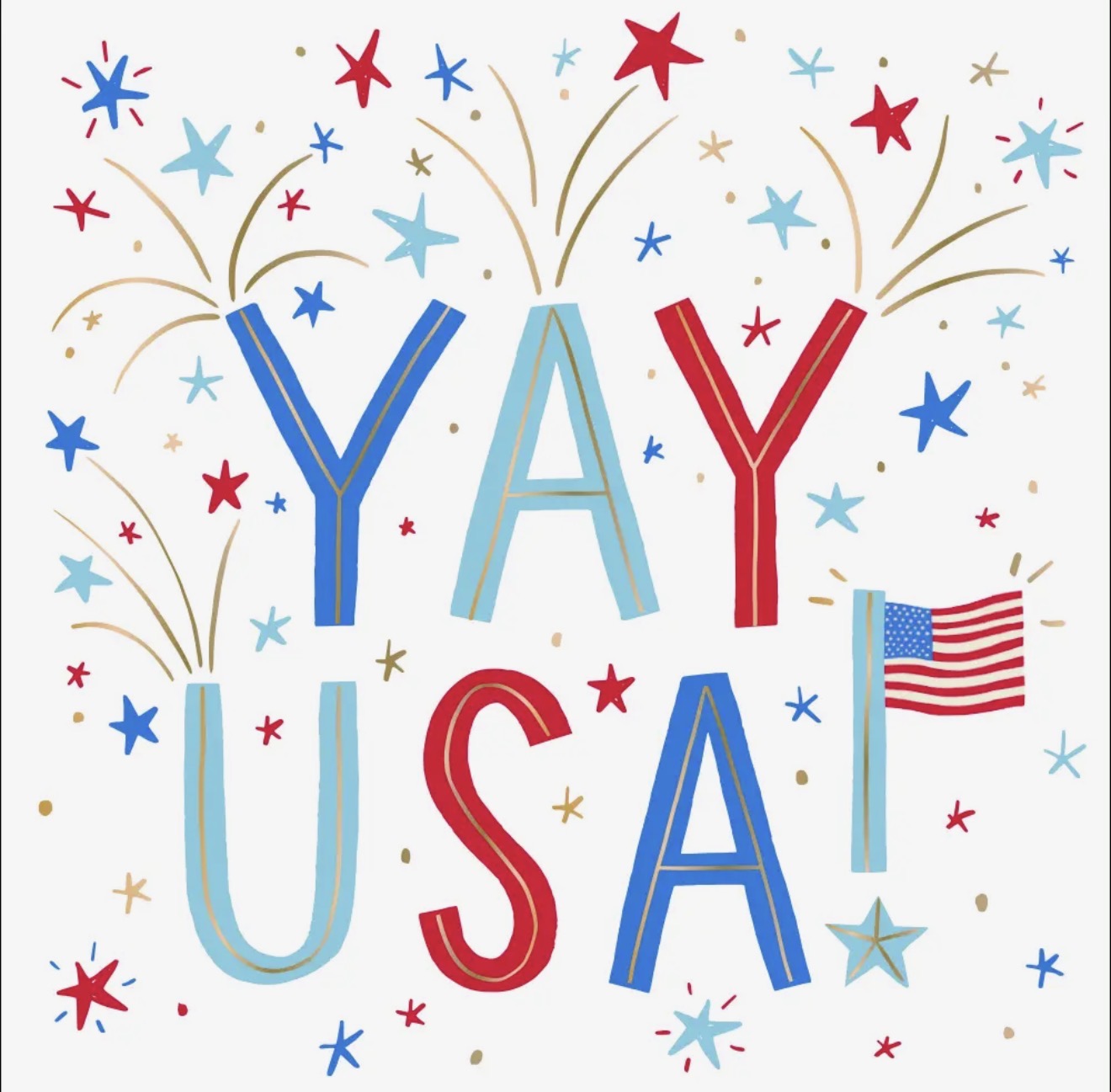 4th of July Foil Cocktail Napkins - YAY USA!